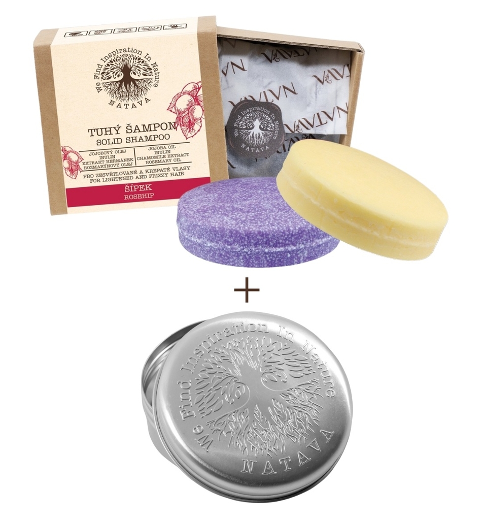 Zvýhodněný set NATAVA - Šípek tuhý šampon, balzám a mýdlenka ZDARMA