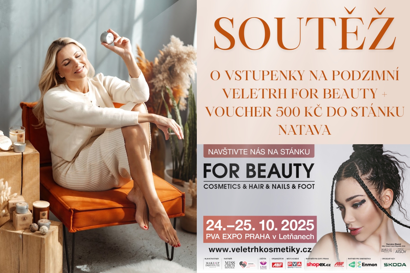 SOUTĚŽ - O vstupenky a voucher na podzimní veletrh FOR BEAUTY 2025